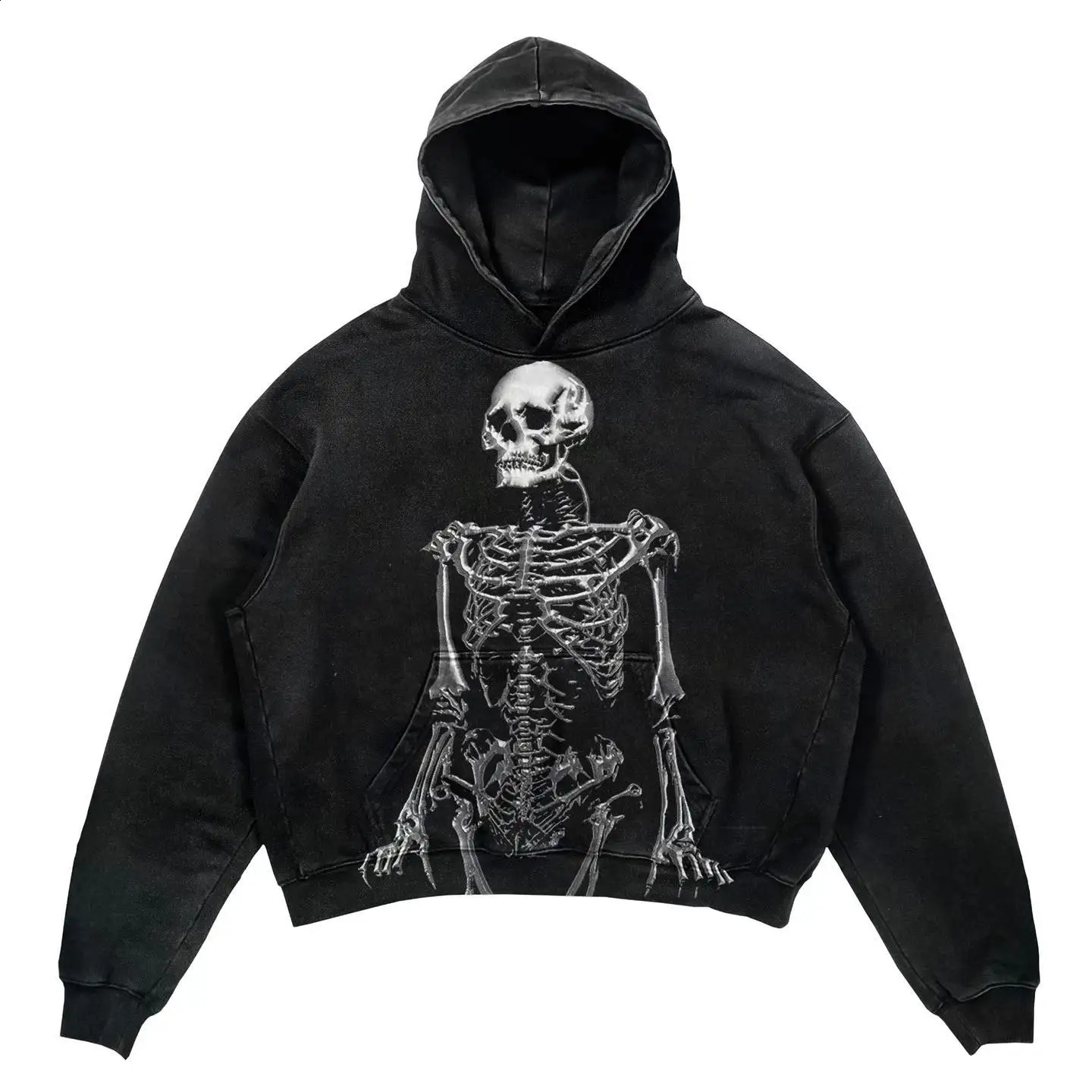 Harajuku red skull print hoodies women grunge oversized sweatshirt hoodie goth y2k tops streetwear gothic men clothes 240822