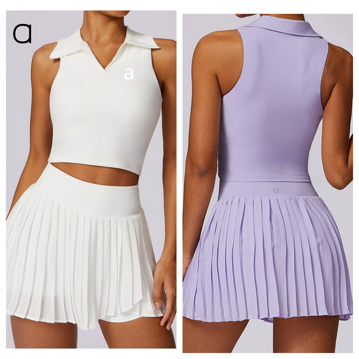 Women's Sporty Yoga Set - Breathable Bra With Elastic Waistband & Flared Skirt Dress For Active Wear