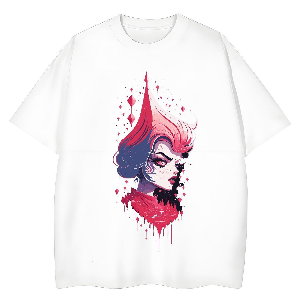 Loose fit Tshirt for Man Woman 100% Cotton 230g painting Spring Summer T Shirts Women Crew Neck Breathable Plus Size Cartoon Clothes