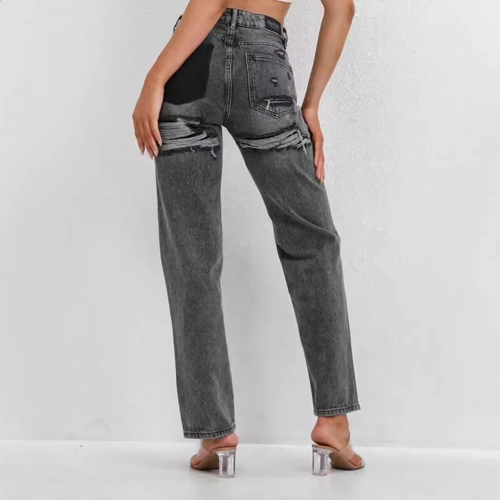 Aoaiiys Blue Baggy Jeans Women High Waisted Vintage Denim Pants Fashion Jeans Trousers Patchwork Casual Streetwear Y2k Jeans 240821
