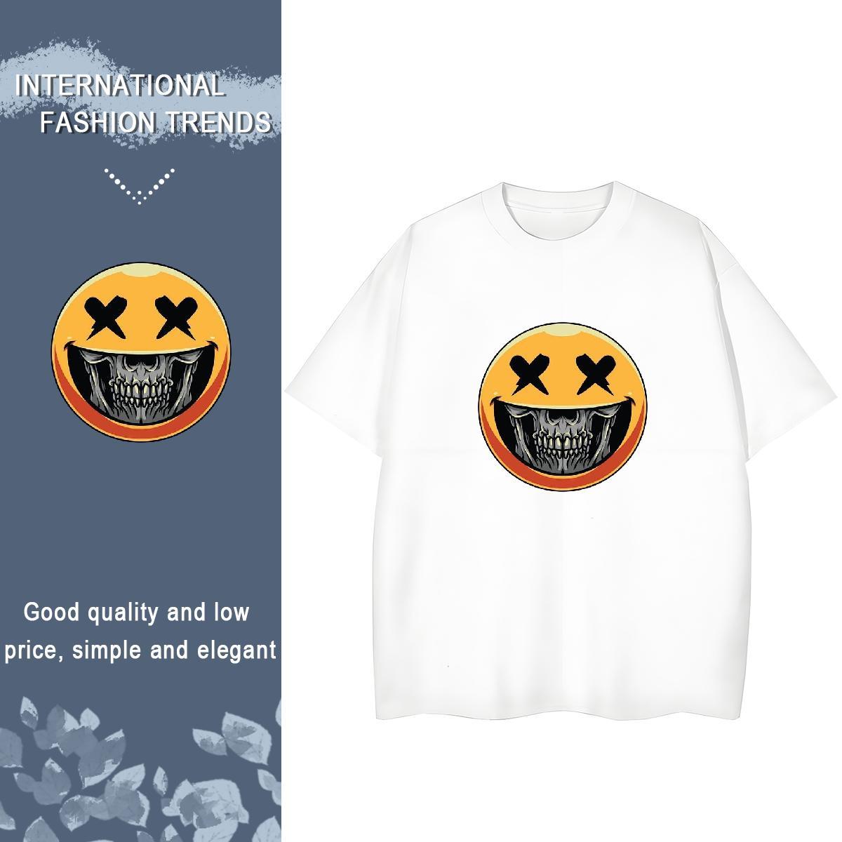 Casual New Womens T Shirts 230g Cotton Short sleeve Soft Casual Beach skull Unisex Tshirts 5A Cartoon Anime Polos