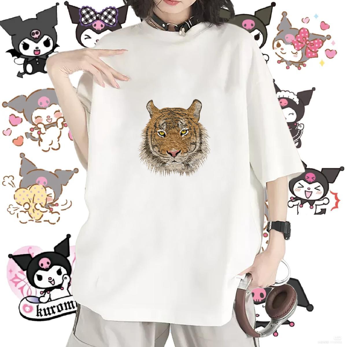 New Arrival T Shirts Women Round Neck Short Sleeve 230g Pure Cotton Womens Tshirts Plus Size Custom tiger Home Outdoor Unisex Clothings