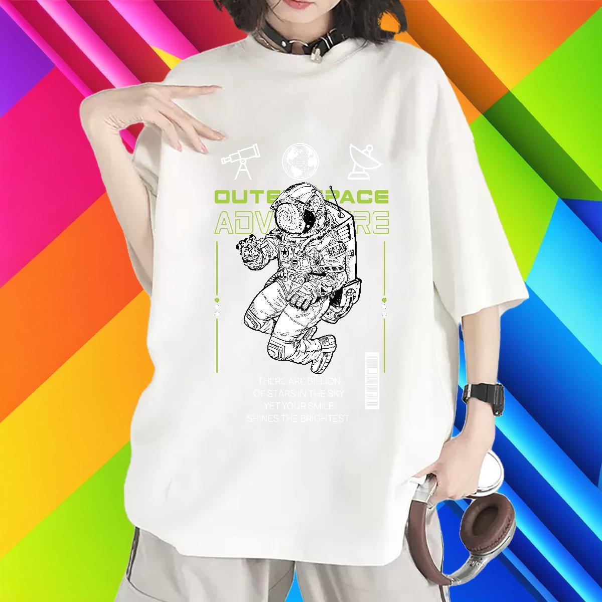 Designer Nice Lady T shirt 230g Pure Cotton planet Casual Sport Women T Shirts Breathable Crew Neck Anime Oversized Clothings