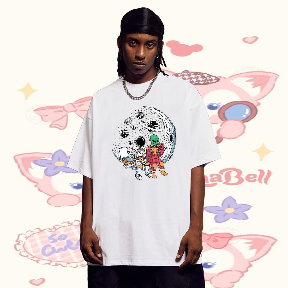 New Arrival star Men Tshirts 230g Cotton Men T Shirts Floral Print Beach Breathable Comfortable Clothings