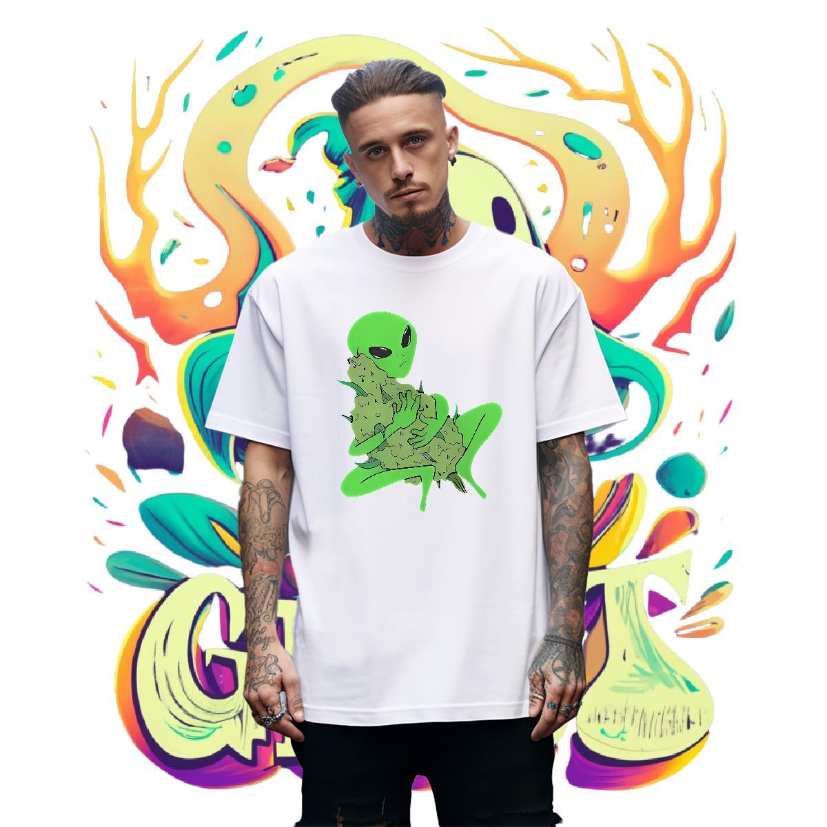 Casual New extra-terrestrial Tshirts 230g 100% Cotton T-Shirts Oversized 3XL 4XL Sports Casual Breathable Soft Unisex Tees