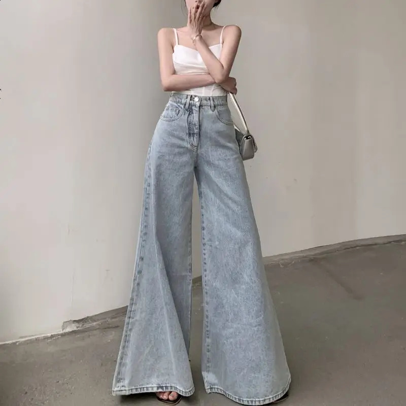 High Waisted Jeans Woman High Street Vintage Fashion Baggy Jeans Women Clothing Casual Wide Leg Women Jeans Pants 240821