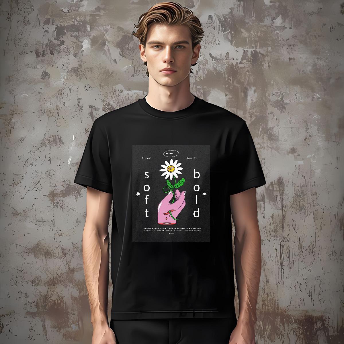 TOP Quality flower Man T Shirts Home Outdoor Men Tops Tees 230g Pure Cotton 2024 DIY O-Neck Short Sleeve Customized Tops Shirt