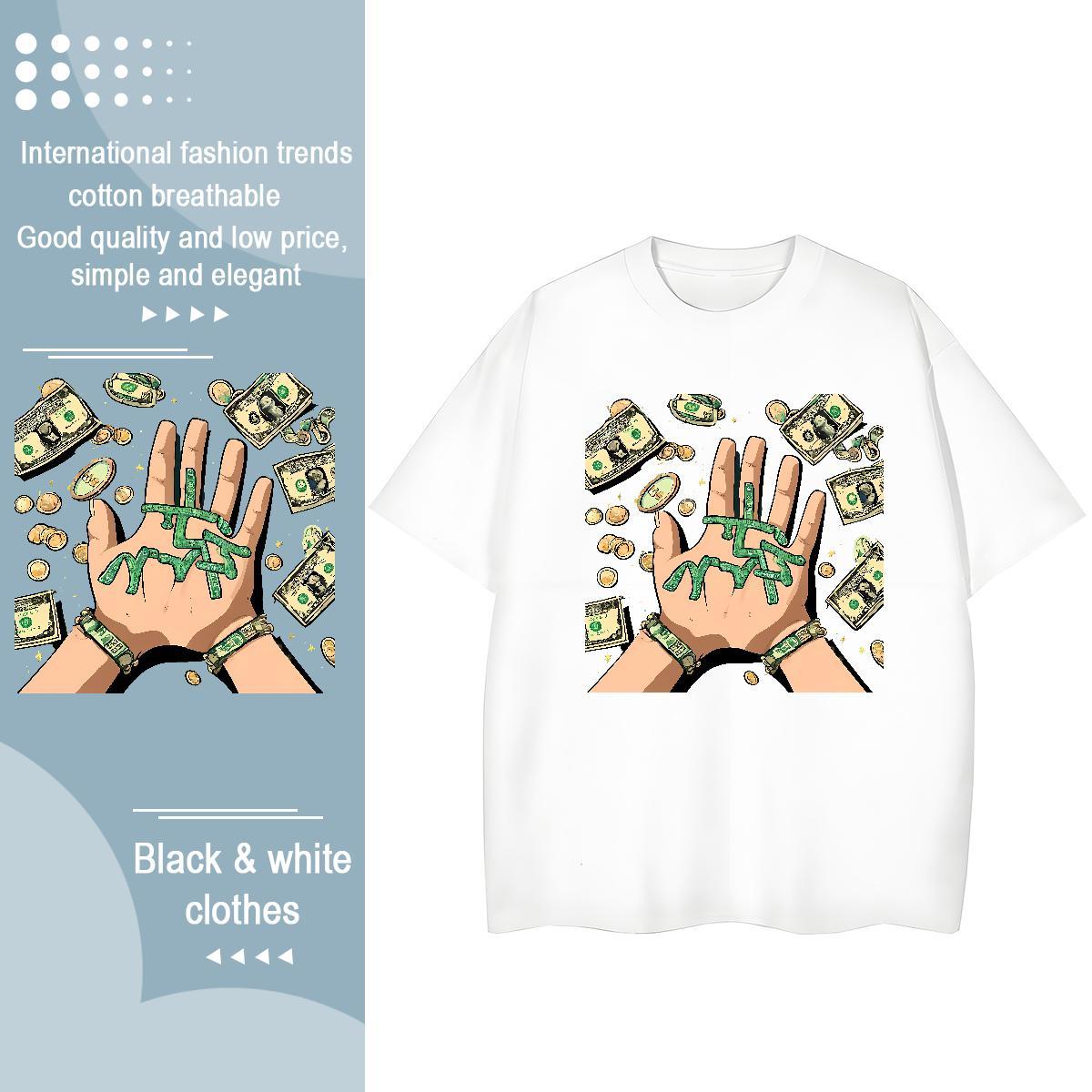 Fashion New Woman T Shirts 230g Cotton Breathable Short Sleeve Sports Casual money Woman Tshirt 5A Customized Print Tops Tees
