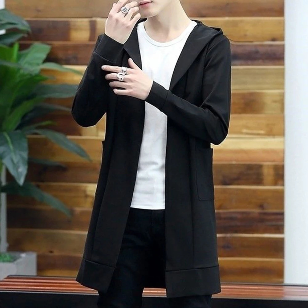 Casual Long Windbreaker Hooded Cape Men Spring Genderless Fashion Punk Hip Hop Cardigan Street Cloak Trench Coat Unisex 240822