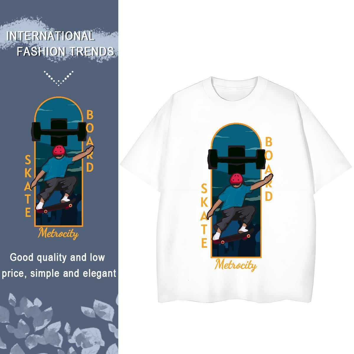 New T Shirts Women O-Neck Short Sleeve 230g Cotton Lady T shirt Anime painting Hip Hop Loose fit Tops Tees
