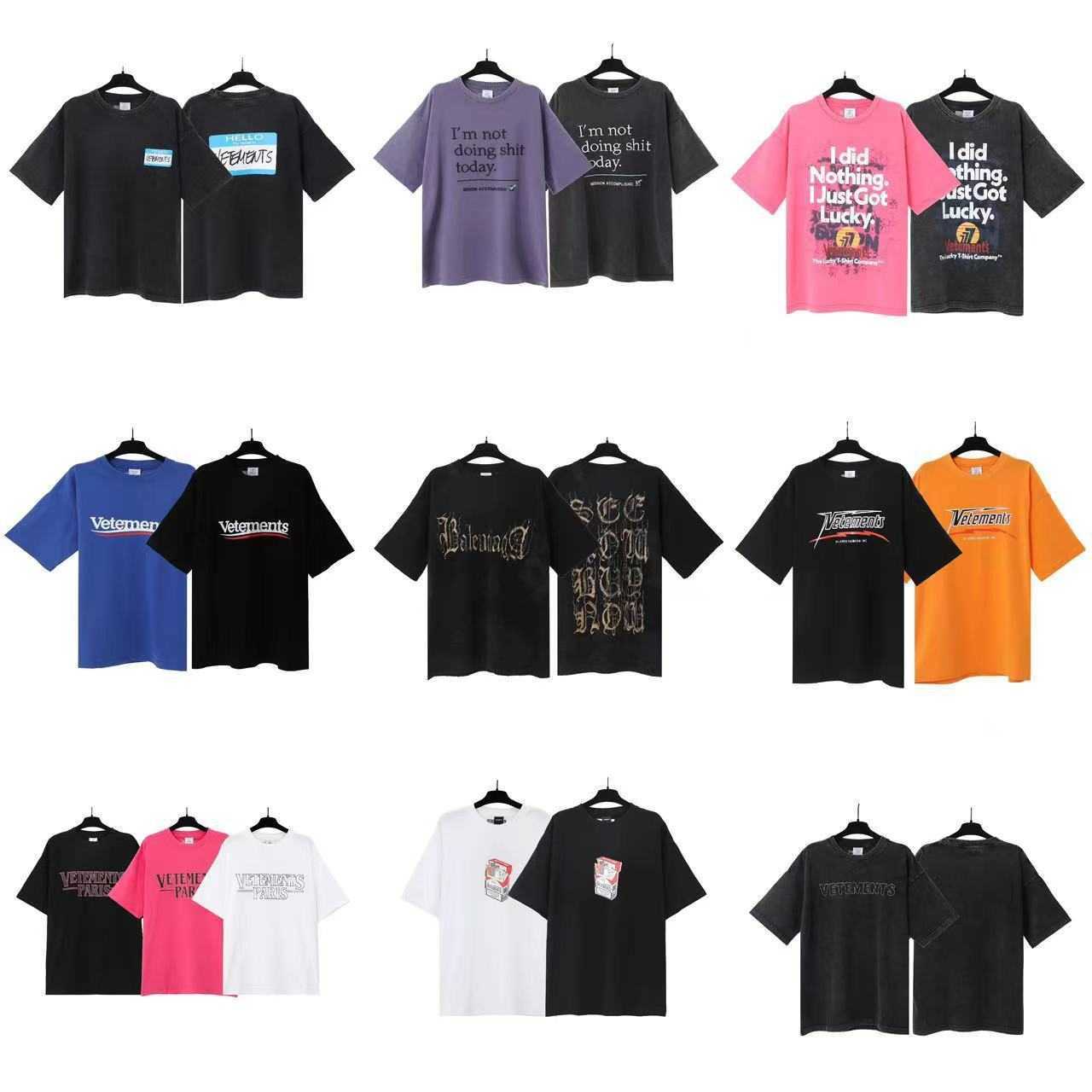 New VTM Letter-printed Men's And Women's Loose Casual Round Neck Short Sleeve T-shirt High Street Cotton Tee T240822
