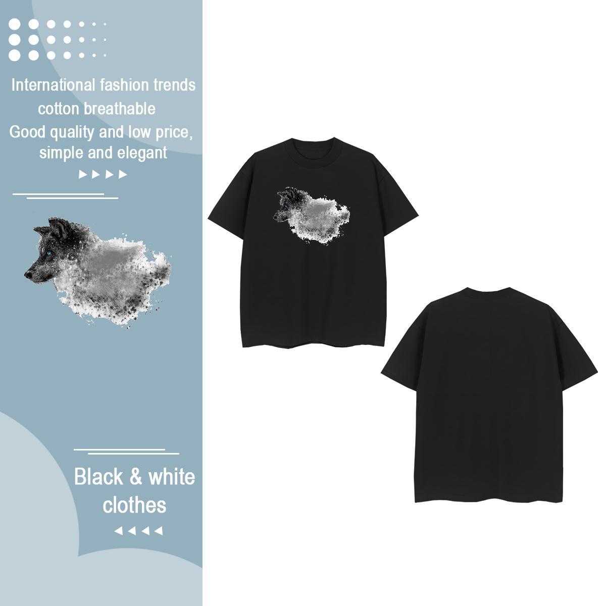 Fashion T Shirt For Woman O Neck Short Sleeves 230g 100% Cotton Woman Tshirt Custom Printed wolf Home Outdoor Wholesale Tops
