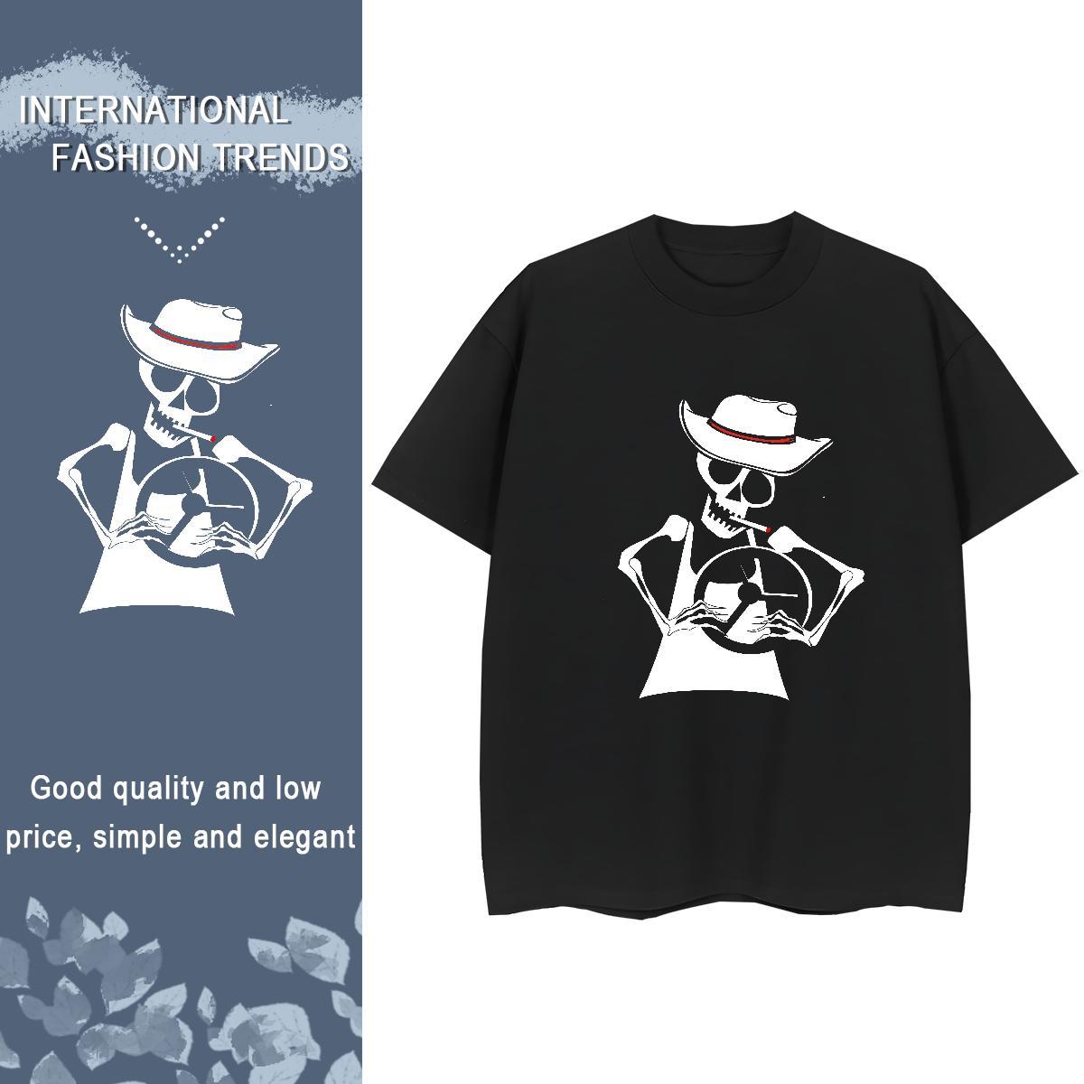 TOP Quality T shirt 100% Cotton 230g Crew Neck Sport skull Women Tshirts Wholesale Plus Size Custom Clothes