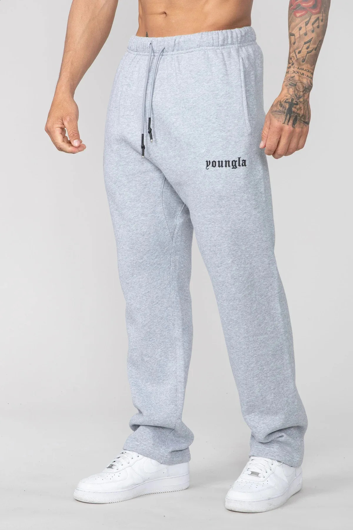 Mens sports pants autumn and winter fitness cotton print loose casual running training 240821