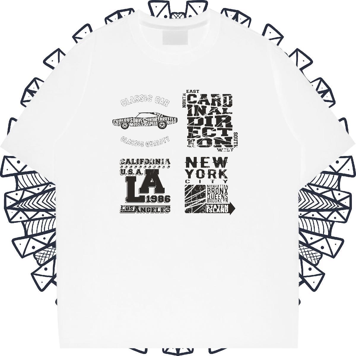 Soft Unisex Tshirts 230g 100% Cotton letter Casual T Shirts Women Crew Neck Graphic Clothes Shirt