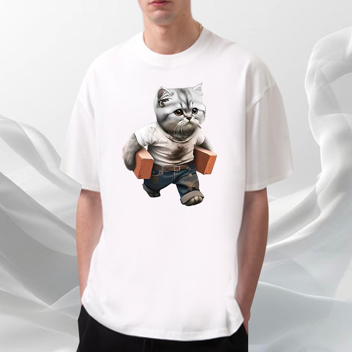 Comfortable Men Tops Tees Daily Wear 230g 100% Cotton Custom Printing Breathable Crew Neck cat Men T Shirts New Designer Clothings