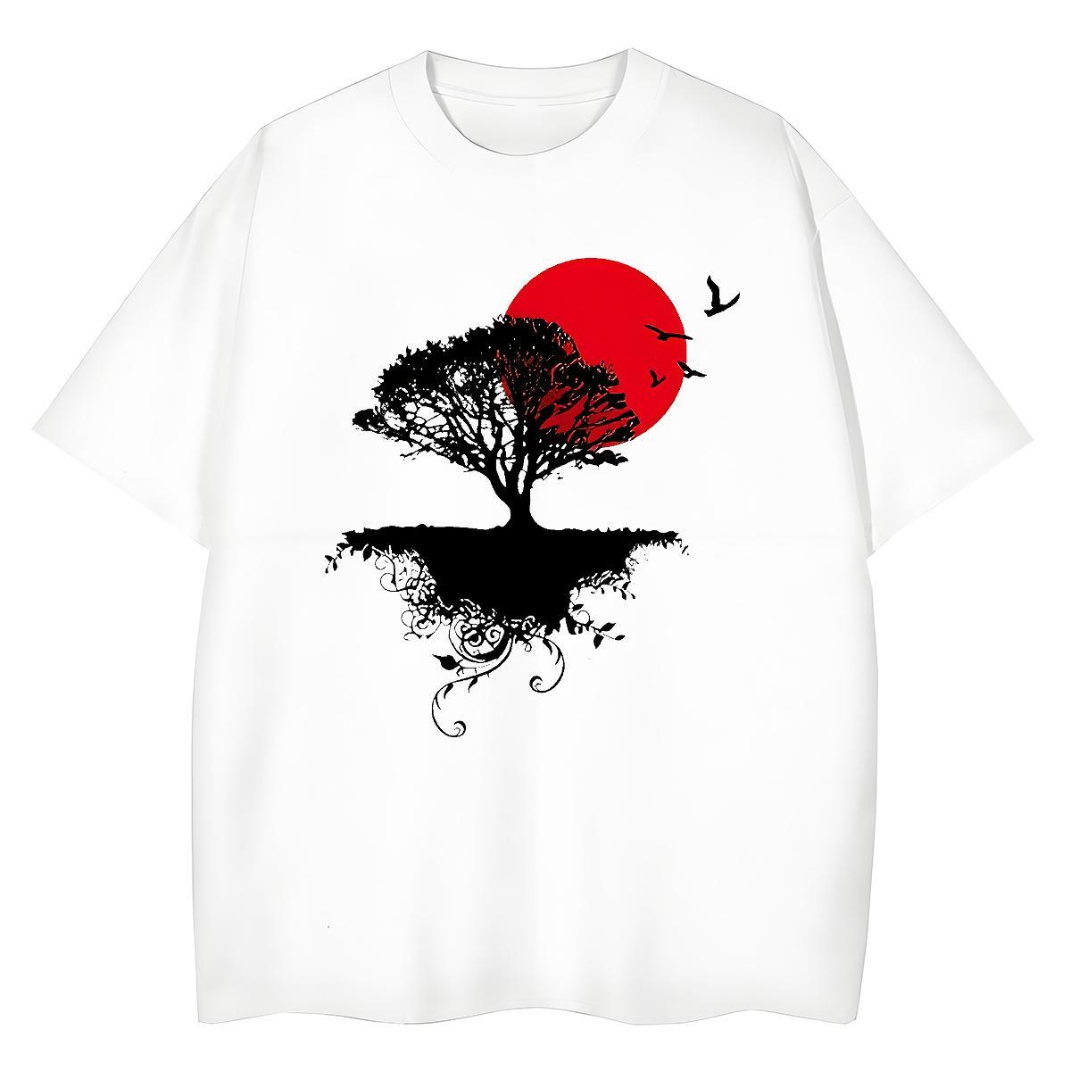 TOP Quality Woman T Shirts Short Sleeve O-Neck 230g 100% Cotton Womens Tshirts Customized Print tree High Street Hip Hop Brand Polos