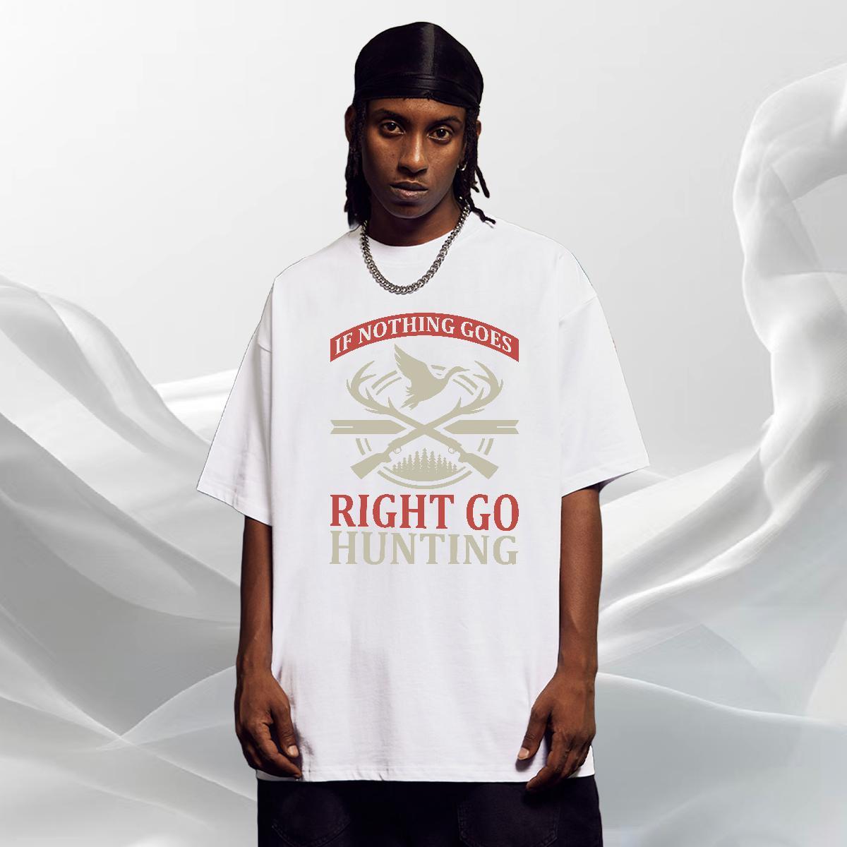 TOP Quality Men Tees Outdoor 230g 100% Cotton Oversized Short Sleeve Soft RIGHT GO Mens T Shirts Casual New Clothings