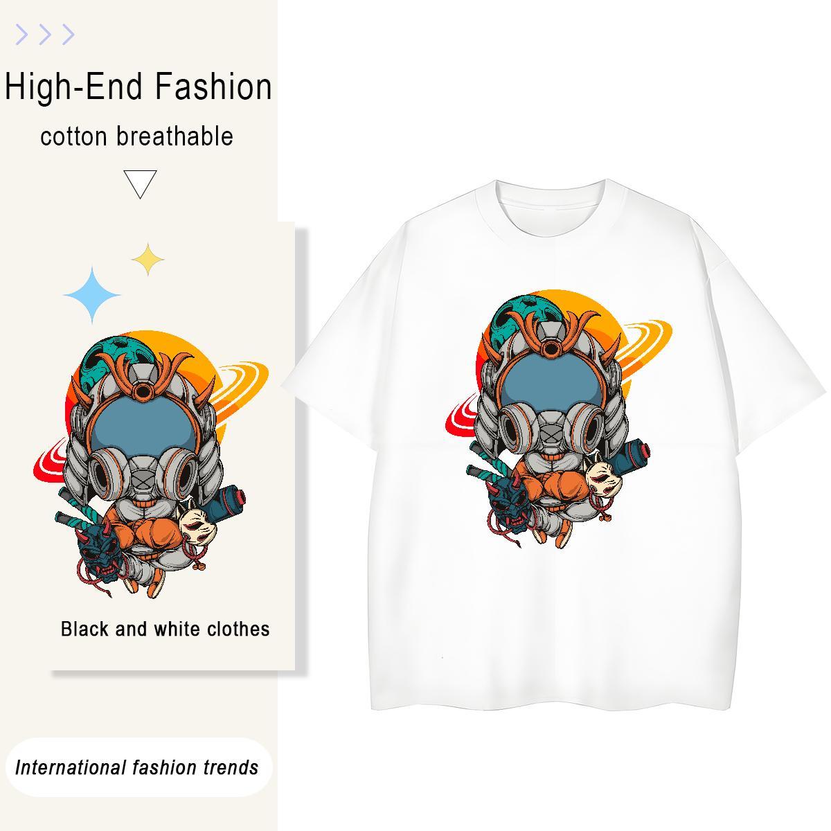 Unisex Women Tees 230g Cotton universe Hip Hop Women T Shirts Breathable Short Sleeve Black White Clothings