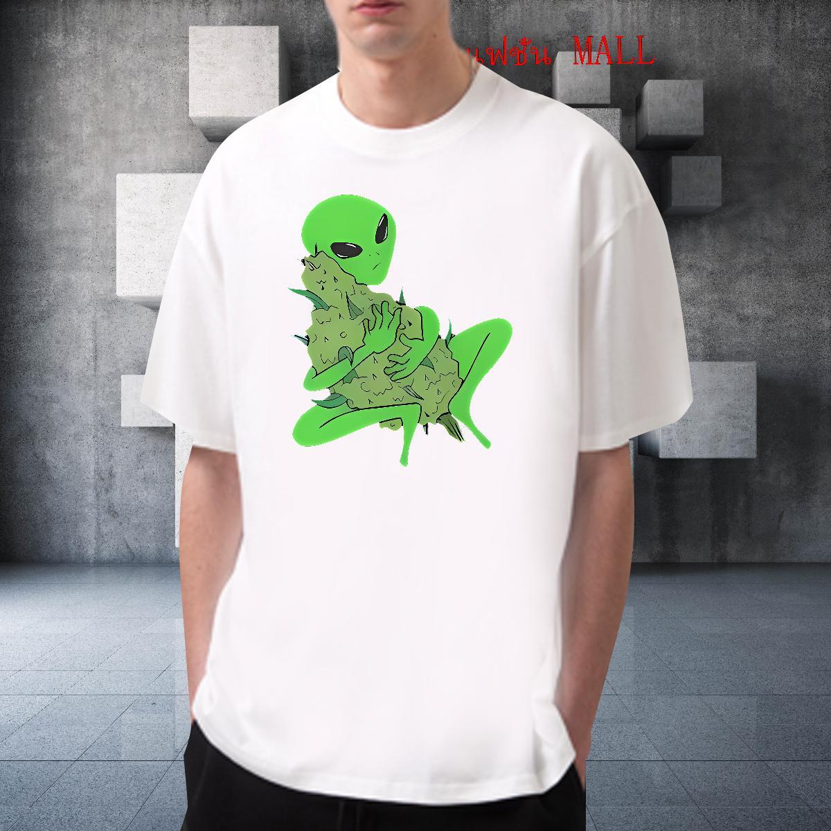 Loose Men Clothes T-Shirt Street wear Hip Hop 230g 100% Cotton Custom Printing Short Sleeve O-Neck extra-terrestrial Man T Shirts Stylist Tops