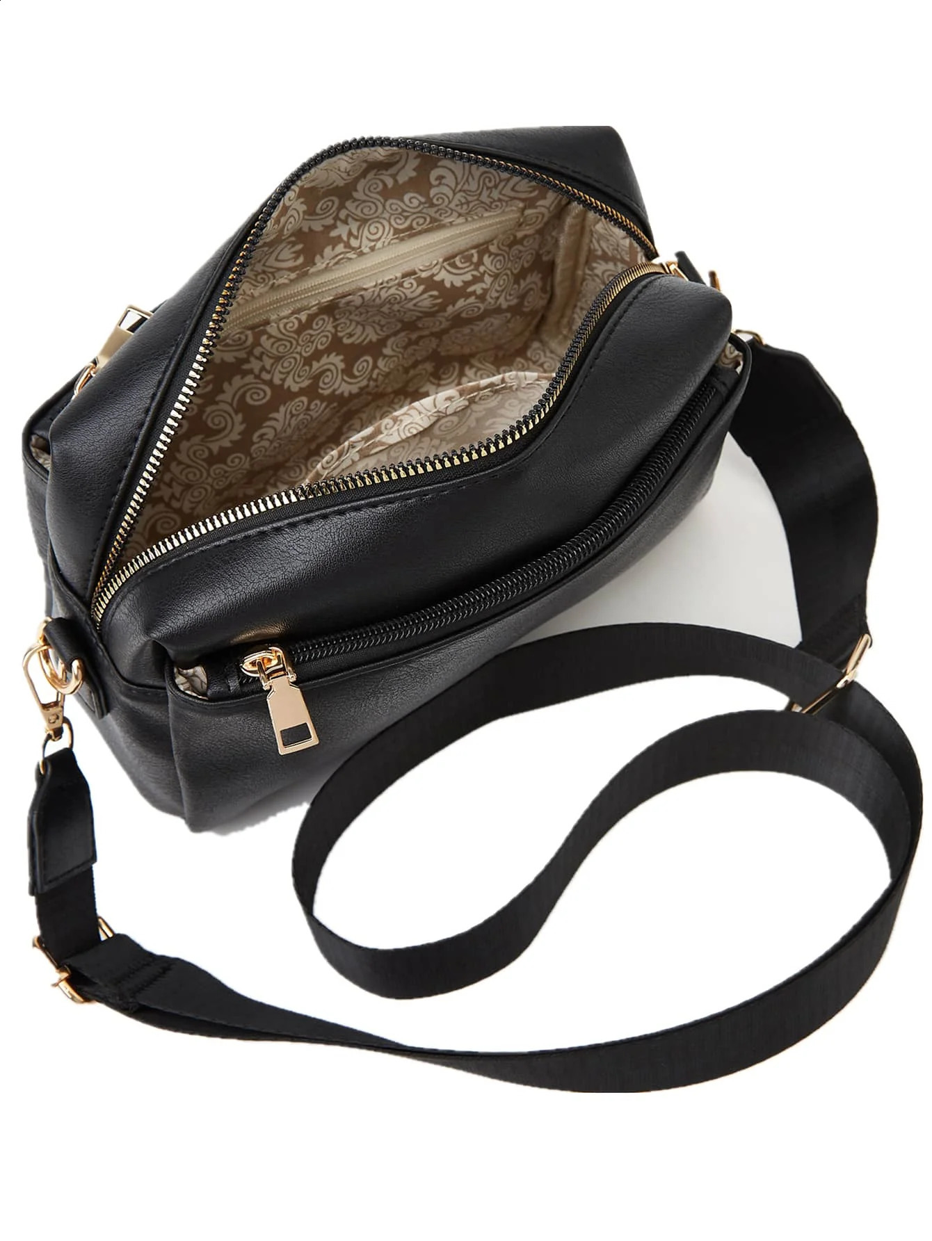 Womens Bag Single Shoulder Crossbody Small Multi Zipper Anti Splashing PU Square 240821