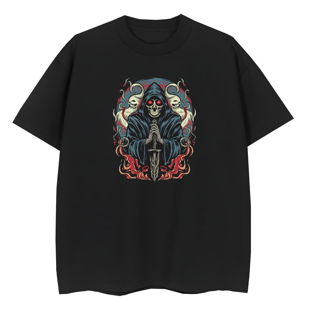 Classic Woman T Shirts 100% Cotton 230g Short sleeve Soft Summer Casual skull Unisex Tshirts 5A Black Oversized Top Tees