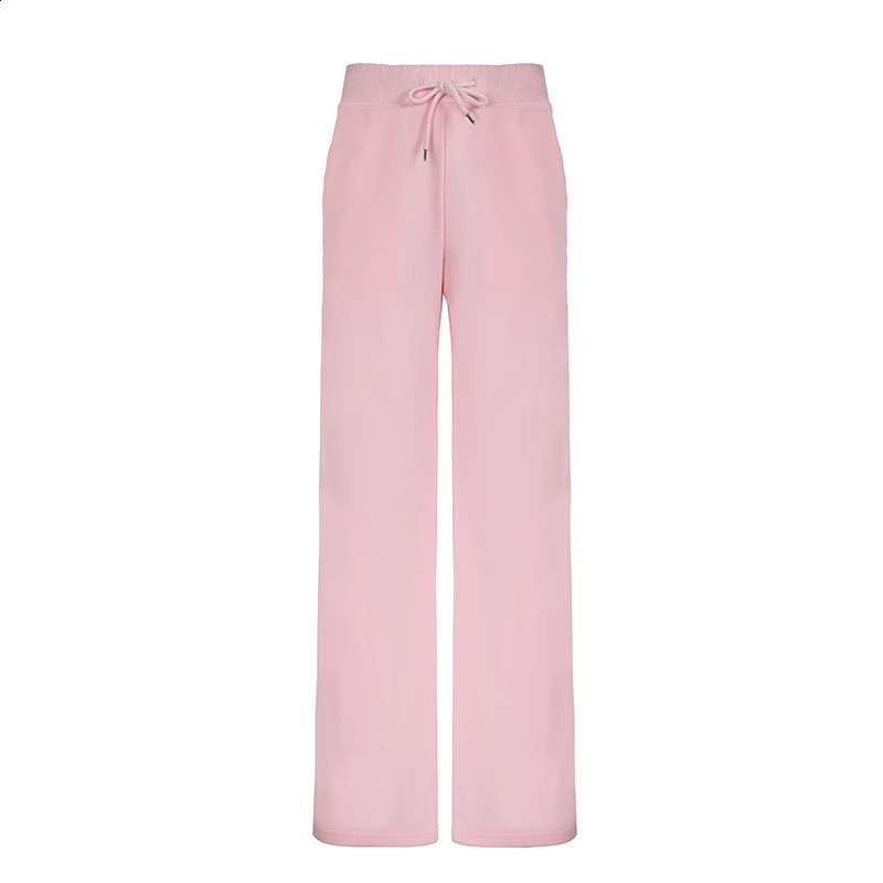 IAMTY Y2K Drawstring Waist Pants Pink Sweet Baggy Straight Leg Trousers Cute Casual Basic Sweatpants Jogging Streetwear 240821