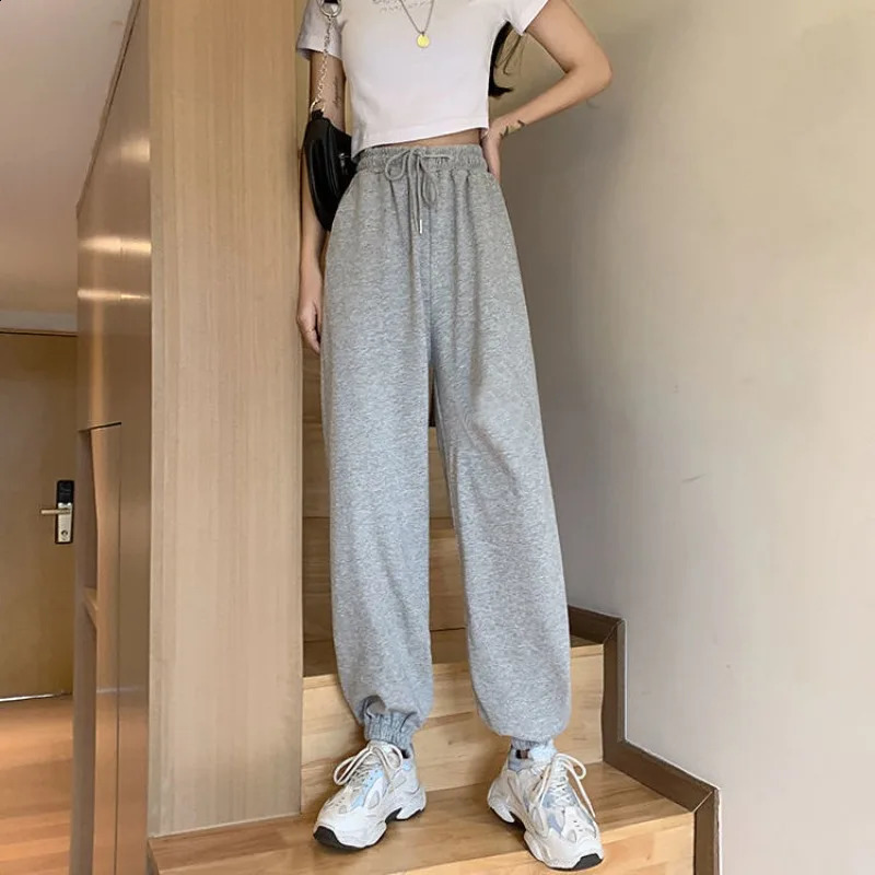 Deeptown Baggy Sports Grey Sweatpants Jogger Korean Womens Summer Pants Casual Harajuku Vintage Y2k Jogging Trousers 240821