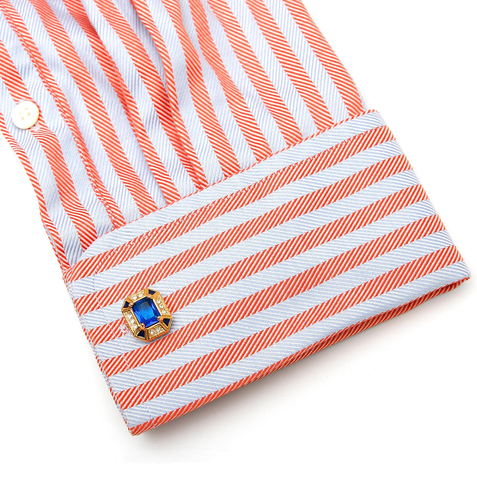 Mens cufflinks gold TOMYE XK23028 blue zircon square buttons French formal dress shirt cuff accessories jewelry 240810