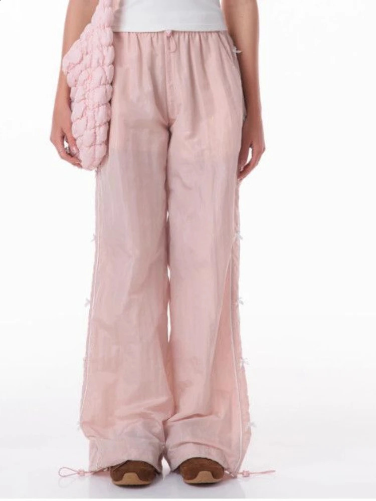 ADAgirl Pink Y2k Casual Sweatpants Women Hip Hop Fashion Street Baggy Bows Summer Sports Pants Harajuku Retro High Waist Joggers 240821