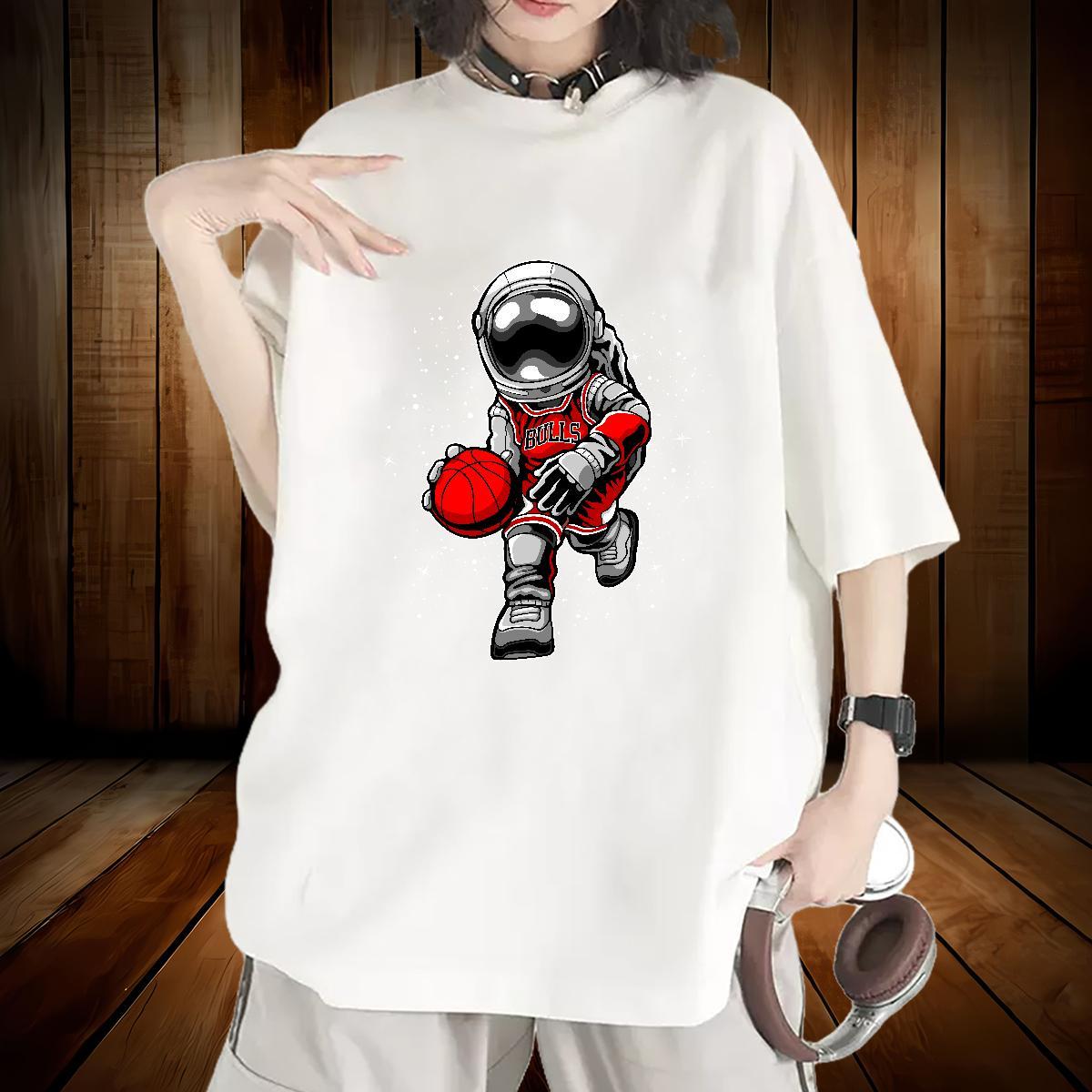 Soft Lady T shirt 100% Cotton 230g universe Sports Street Wear Woman T Shirts Breathable Soft White Plus Size Clothings