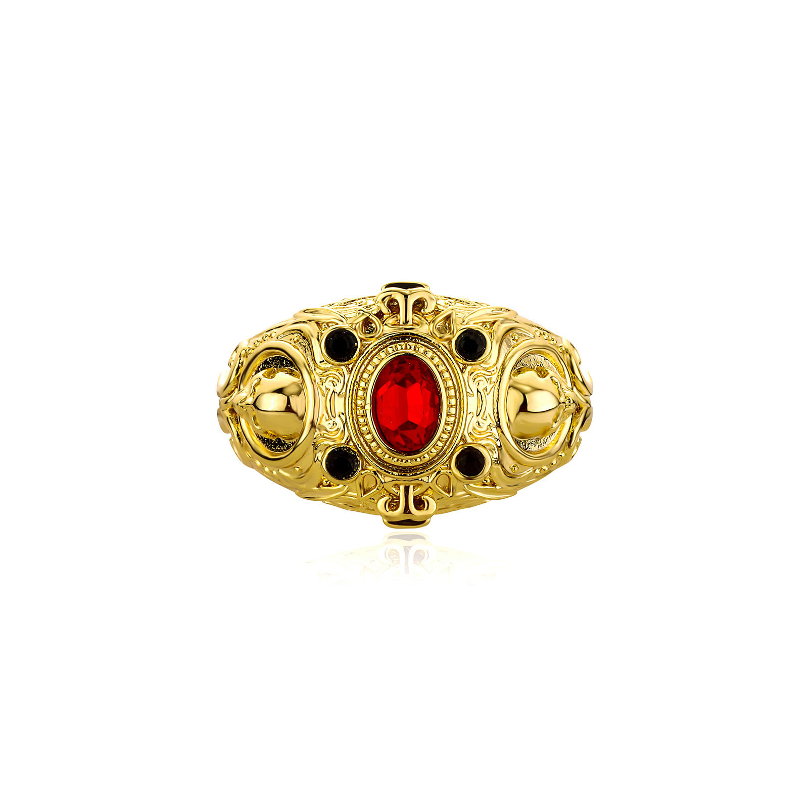 Hip Hop Micromosaic Full Zircon Skull Head Ring 18K Real Gold Plated Jewelry