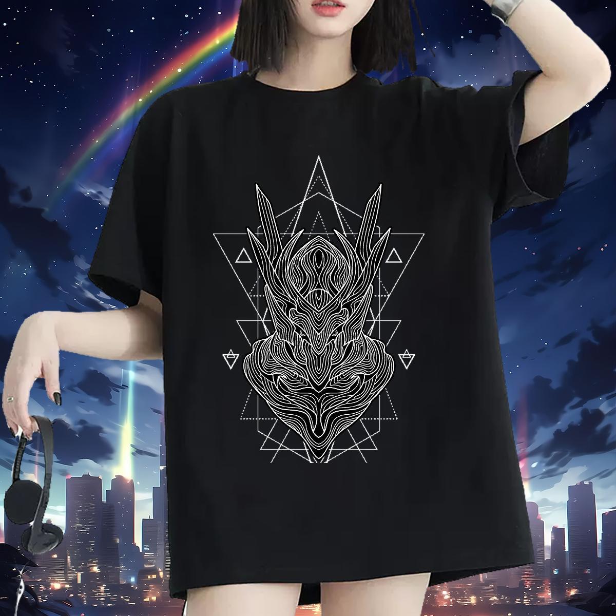 Popular Couples T Shirts 230g Cotton line Beach T-Shirts for Women Short sleeve Soft Oversized Clothings