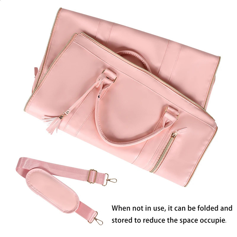 Travel bag womens PU folding travel bag large capacity tote bag multifunctional waterproof travel organizer 240904