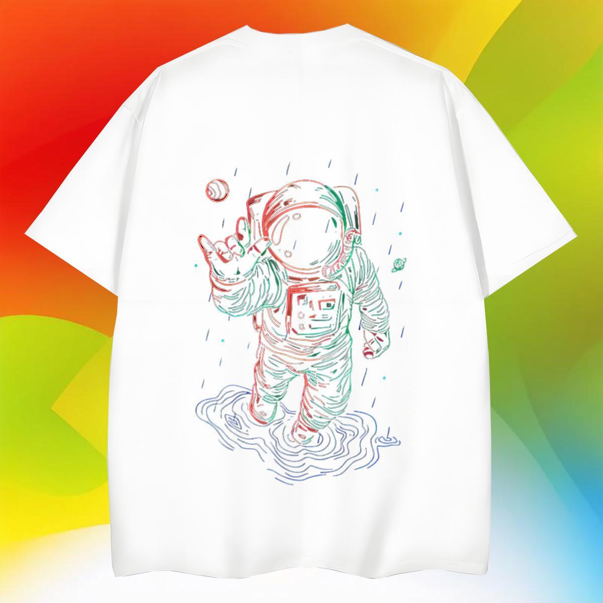 Unisex Tshirt for Man Woman Hip Hop 230g Pure Cotton Asian Size Breathable Short Sleeve spaceman Mens T Shirts Classic Casual Tee Shirt