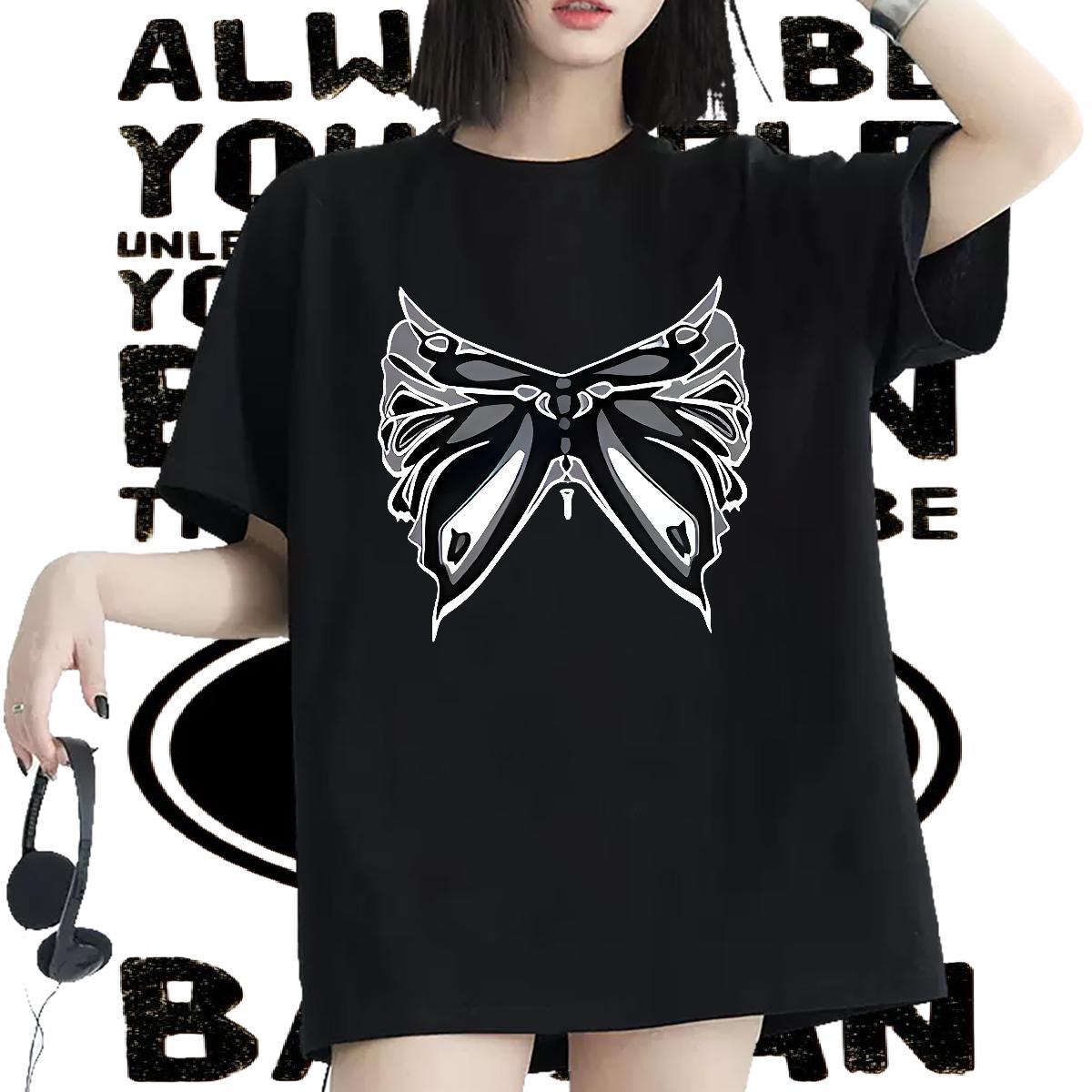 Fashion New T Shirt For Woman 100% Cotton 230g Breathable Short Sleeve Street Wear bowknot Unisex Tshirts Soft Custom Printed Top Shirts