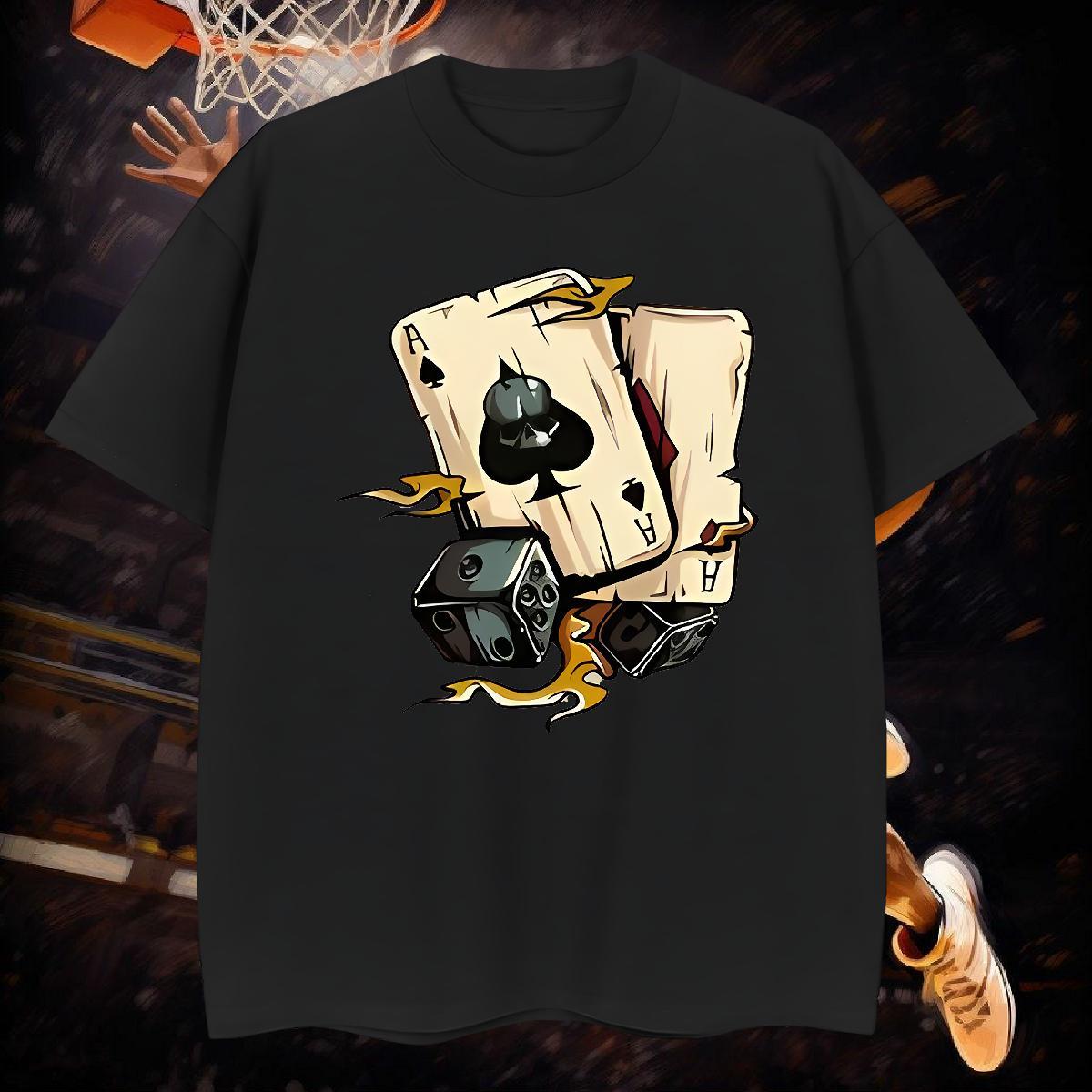 Fashion Designer Men Clothes T-Shirt 230g Pure Cotton High Street Hip Hop dice Breathable Short Sleeve Men T Shirts Classic Anime Print Tees