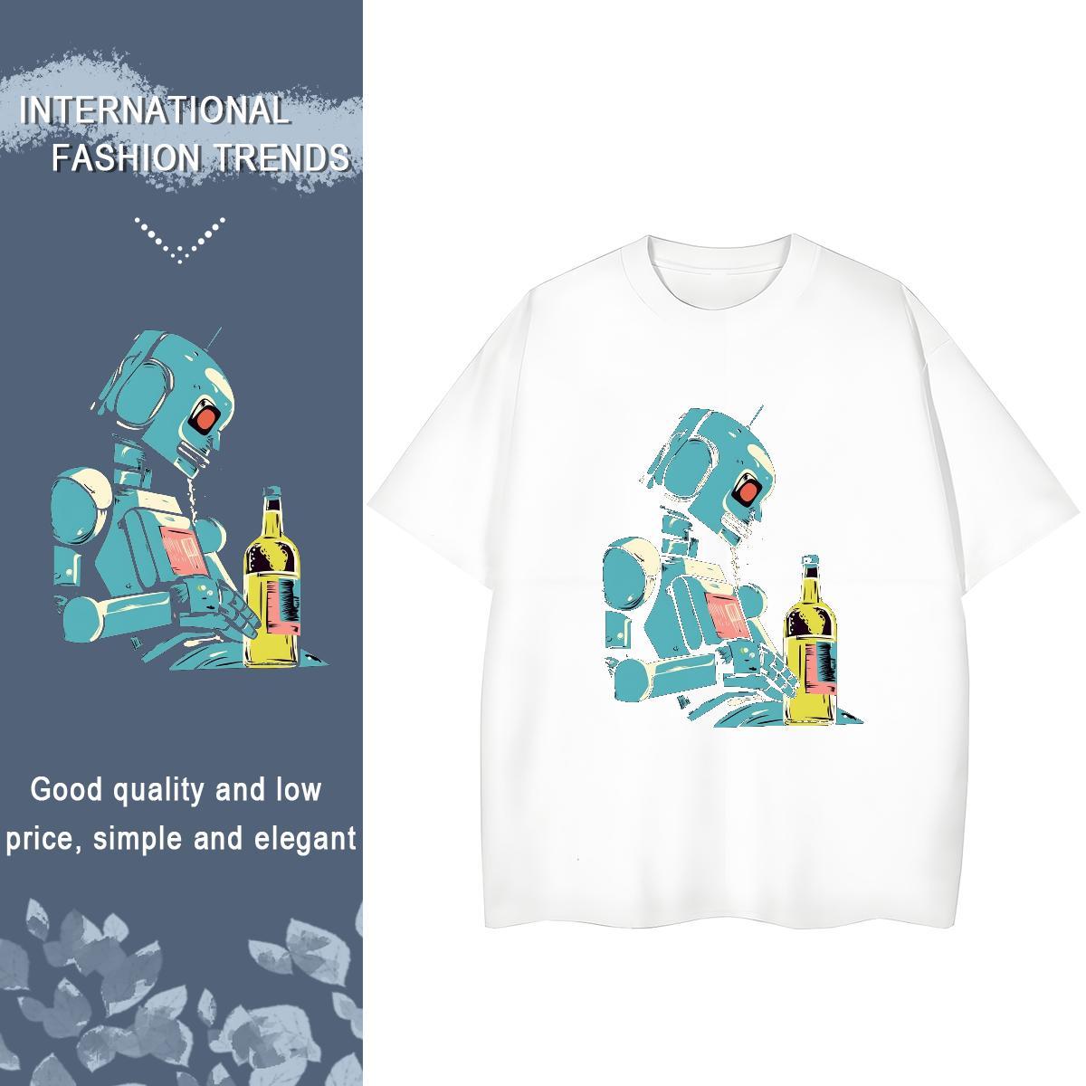 2024 Designer Woman T Shirts 230g Pure Cotton Breathable Crew Neck Casual robot Woman Tshirt Loose Custom Printing Polos