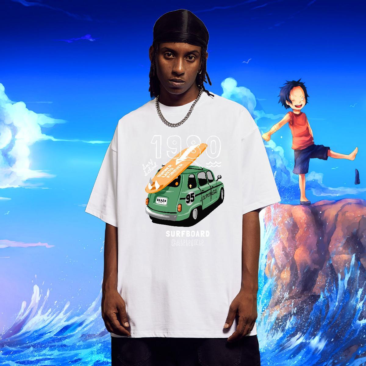 Brand Men Tshirts Sports Casual 100% Cotton 230g DIY Anime Pure Cotton car T shirt 2024 Designer Polos