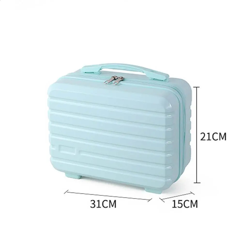 Lightweight Mini Travel Suitcase Cosmetic Box Waterproof Hand Luggage Organizer Makeup Case Portable Small Boarding Case 14 inch 240821