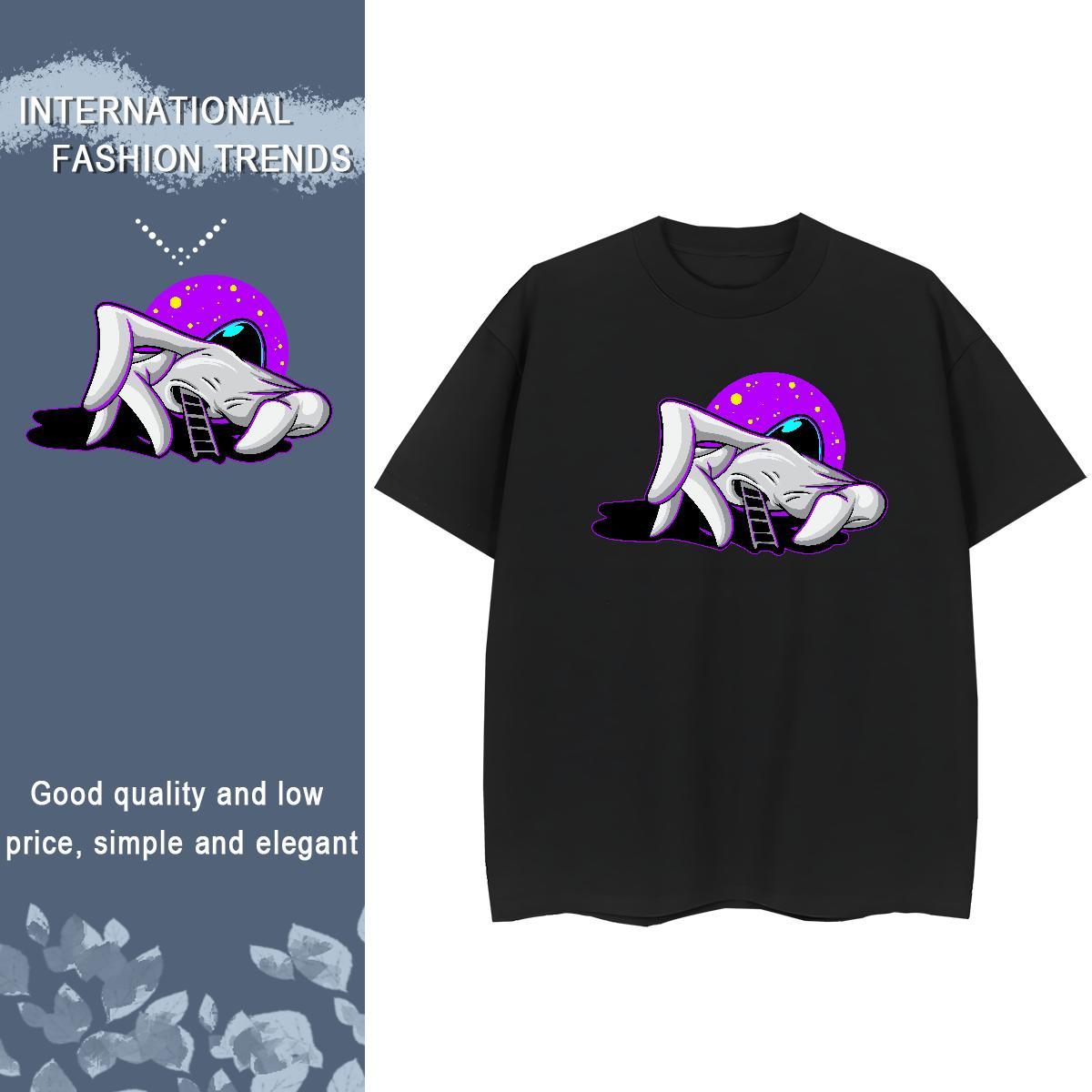Factory Direct T-Shirts Short Sleeve O-Neck 100% Cotton 230g Women Tshirts Cartoon Printing L-4XL ET Summer Casual Loose fit Tops