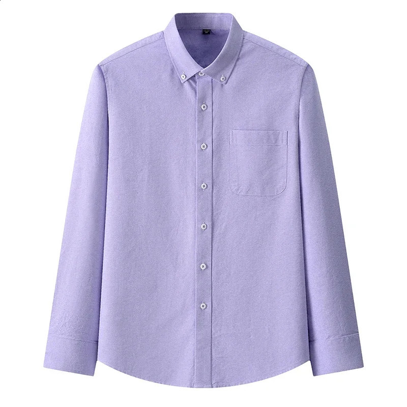 plus size 100%cotton long-sleeve shirts for men Casual solid plain shirt slim fir formal shirt business office Oxford clothes 240822