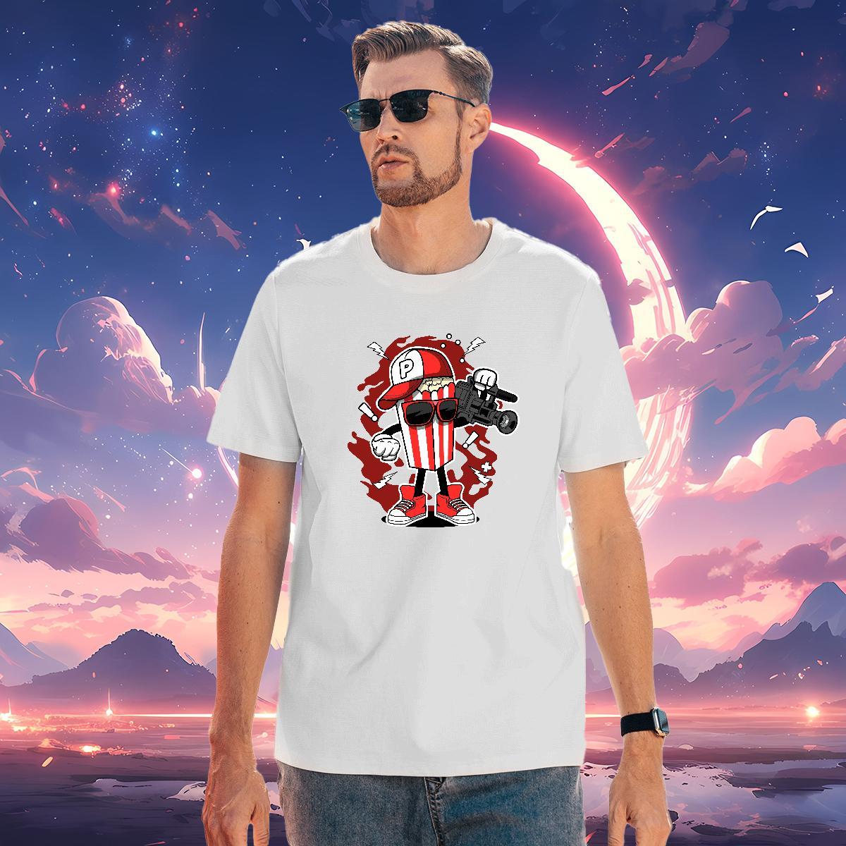 Wholesale popcorn T shirt Hip Hop Street Men Tshirts 230g Cotton Free Shipping Breathable Short Sleeve DIY Logo Oversized Clothes