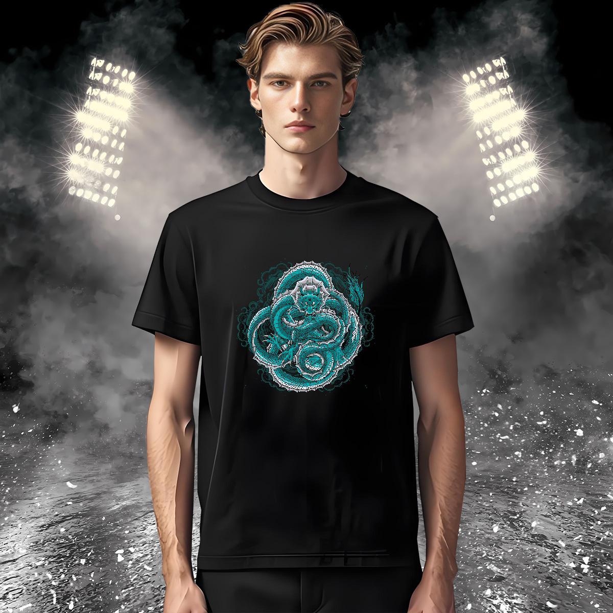 Cool Design dragon T shirt Casual Beach Tshirts 230g 100% Cotton Fashion Breathable Crew Neck Floral Print Tops Shirt