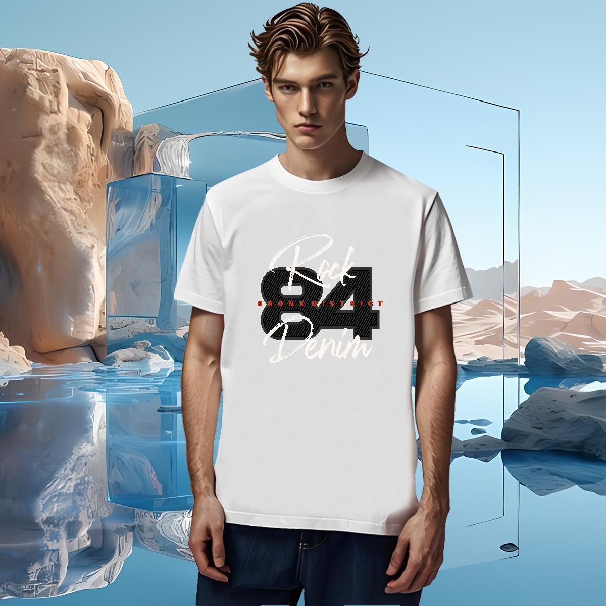 Wholesale 84 T shirt Sports Casual Tshirts 230g Pure Cotton Customized Breathable Crew Neck Anime Print Tees