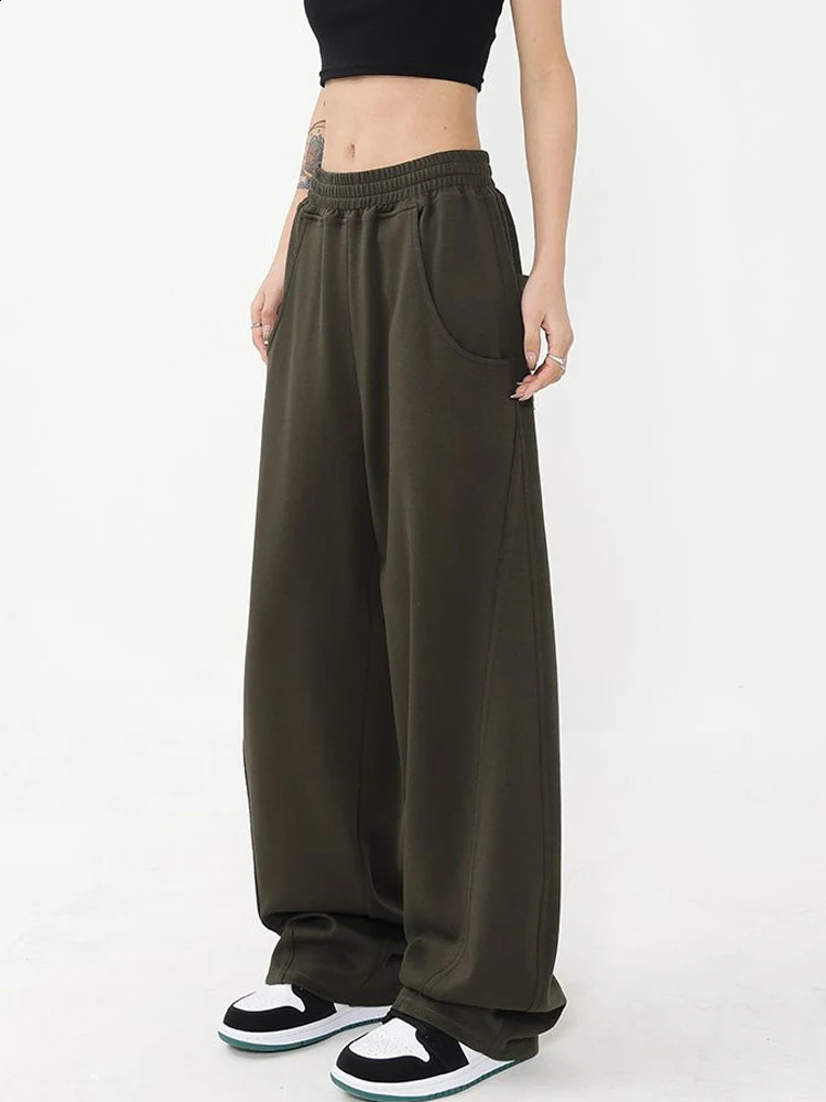 Jmprs Fashion Bf Oversize Sweatpants Streetwear High Waist Women Loose Y2K Wide Leg Pants Korean Vintage Pockets Casual Trousers 240821