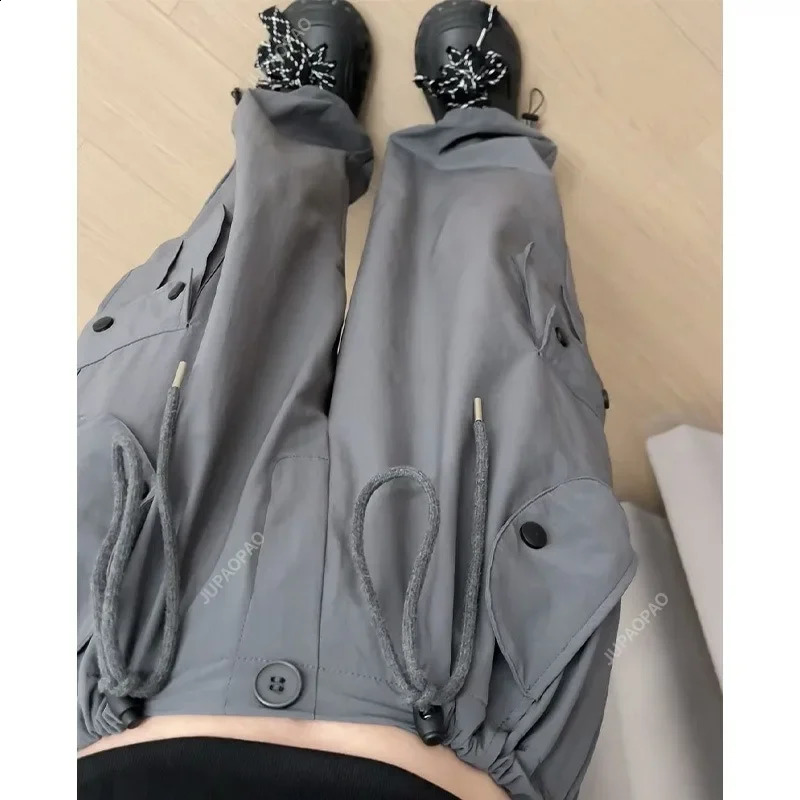 Y2K Solid Baggy Cargo Pants For Women Summer Fashion Womens High Waist Wide Leng Pants Female Street Casual Trousers 240821