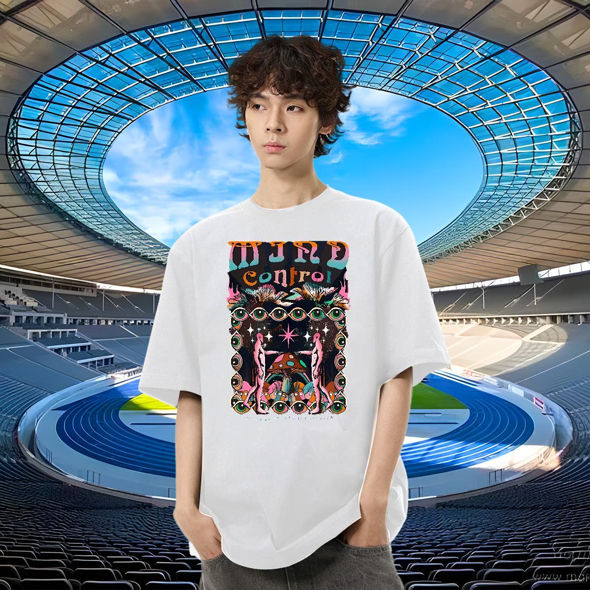 Free Shipping Men Clothes T-Shirt Casual Daily Wear 100% Cotton 230g Asian Size Pure Cotton eyes T shirt Classic Tops Tees