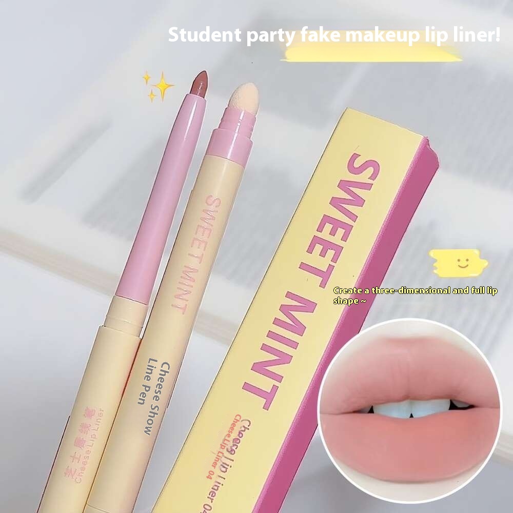 Cheese Shaped Sweet Mint Matte Lip Liner - Dual End Waterproof Color Stay Lipstick Pencil