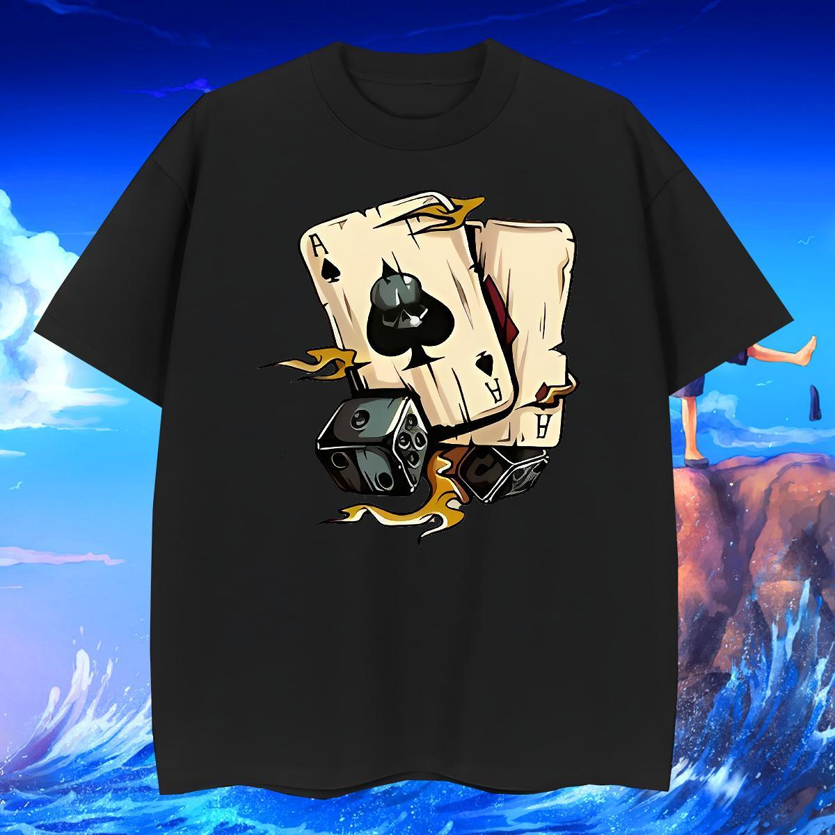 2024 Summer Men Tshirts 230g Cotton Casual Daily Wear playing card Breathable Short Sleeve Men T Shirts Free Shipping Custom Big Size Clothes